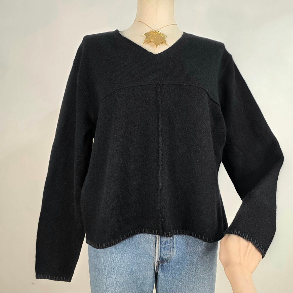 Vintage Wool Exposed Seam Lambswool Sweater Eddie Bauer Size XL Cabin